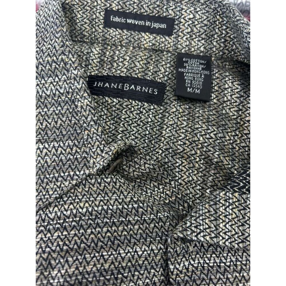Jhane Barnes Vintage Button Down Shirt Men Medium Woven Brown - Picture 5 of 5